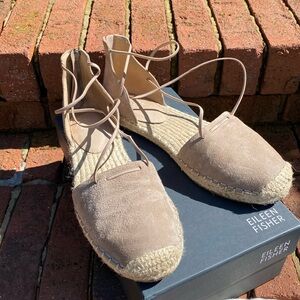 EUC Eileen Fisher Earth Suede Espadrille Flats - Size 9.5